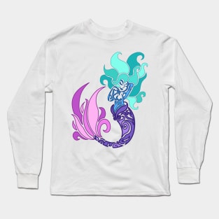 Mermaid (Colour + Tribal Style) Long Sleeve T-Shirt